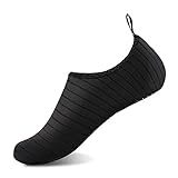 IceUnicorn Badeschuhe Schwimmschuhe Damen Herren Aquaschuhe Strandschuhe Surfschuhe Wasserschuhe für Sommer Beach Pool Yoga(Schwarz, 38/39EU)