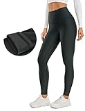 CRZ YOGA Damen Sport Thermo Leggings Winter Warme Leggins High Waist Fleece Sportleggins Thermoleggings - 71cm Olivgrün 44