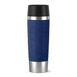 Emsa 515618 Travel Mug Classic Grande | 500ml | Thermobecher | Isolierbecher | hält 6h heiß | 12h kalt |100% dicht | auslaufsicher | Easy Quick-Press-Verschluss | 360°-Trinköffnung | Blau | 1 Stück