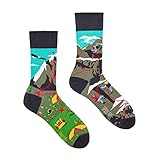 Spox Sox Casual Unisex für Damen und Herren – lustige, mehrfarbige, bunte, verrückte, unterschiedliche, gemusterte Socken für Individualisten, Gr. 40-43, Bergklettern