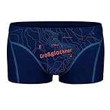 EIN SCHÖNER FLECK ERDE. Herren Boxershorts Großglockner, Bio-Baumwolle, Fair produziert, Alpines Design, Bedruckt, Tiefblau, M