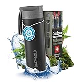 Bachgold® Profi Outdoor Wasserfilter Flasche [650ml] mit 1500L Filterkapazität I entfernt 99,99% aller Bakterien und filtert Viren, Partikel und Schwermetalle I Blackout- & Krisensicher