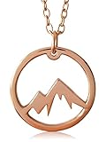 VIASOUL® Halskette Berge I Die Berge Kette für Damen aus 925er Silber I Mit 585er Gold überzogen I Die Original Mountain Love Kette (Rose)