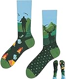 TODO Colours Lustige Socken mit Motiv - Mehrfarbige, Bunte, Verrückte für Herren und Damen (39-42, Berge Motiv Socken)