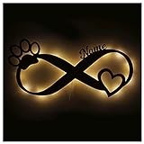 Namofactur Hunde-Pfote Led Unendlich Andenken Geschenke für Hundebesitzer Hundeliebhaber LED Licht mit Personalisierung Geburtstag Geschenkideen