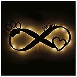 Namofactur Hunde-Pfote Led Unendlich Andenken Geschenke für Hundebesitzer Hundeliebhaber LED Licht mit Personalisierung Geburtstag Geschenkideen