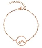 Nuoli® Berg Armband Damen Rosegold (15 + 5cm verstellbar) Bergarmband für Frauen & Mädchen, Armkette aus Edelstahl mit Berg Anhänger