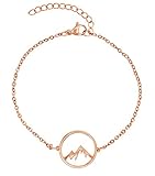 Nuoli® Berg Armband Damen Rosegold (15 + 5cm verstellbar) Bergarmband für Frauen & Mädchen, Armkette aus Edelstahl mit Berg Anhänger