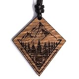 treeforce Berge Natur Holzkette, Halskette, Schlüsselanhänger, Talisman oder Auto- Anhänger 3 in 1 DIY Schmuck, Handmade, nachhaltig und vegan aus Holz