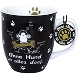 Sheepworld Tasse mit Motiv 'Ohne Hund' | Porzellan, 40 cl, Sprüche-Tasse | Geschenk, Geburstag, Hundefreund | 45704