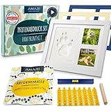 Amari ® Pfotenabdruck Set – Abdruckset für Tiere mit Buchstaben, Zahlen und Bilderrahmen – Pfotenabdruck Set Hunde Pfotenabdruck Set Katze Geschenk für Hundebesitzer Erinnerung Hund Bilderrahmen