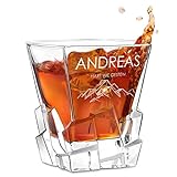 Maverton Whiskey Glas mit Gravur - 330ml personalisiert - edles Kristallglas - zum Jubiläum - für Männer & Scotchgenießer - Whiskyglas mit luxuriösem Design - Berge
