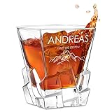 Maverton Whiskey Glas mit Gravur - 250ml personalisiert - edles Kristallglas - zum Jubiläum - für Männer & Scotchgenießer - Whiskyglas mit luxuriösem Design - Berge