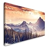 Paul Sinus Art GmbH Landschaft Alpen 120x 50cm Panorama Leinwand Bild XXL Format Wandbilder Wohnzimmer Wohnung Deko Kunstdrucke