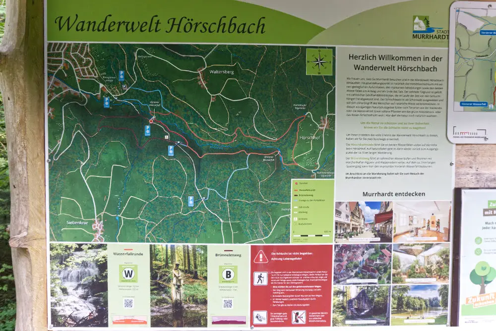 Hörschbachschlucht Wanderung auf verschiedenen Wegen Karte